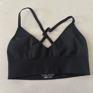 Spiritual Gangster Black Ribbed Knit Bra